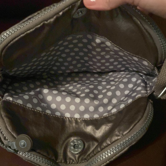 KIPLING Cara Sparkly Gold Nylon Shoulder Bag Purse Crossbody - Picture 4 of 6